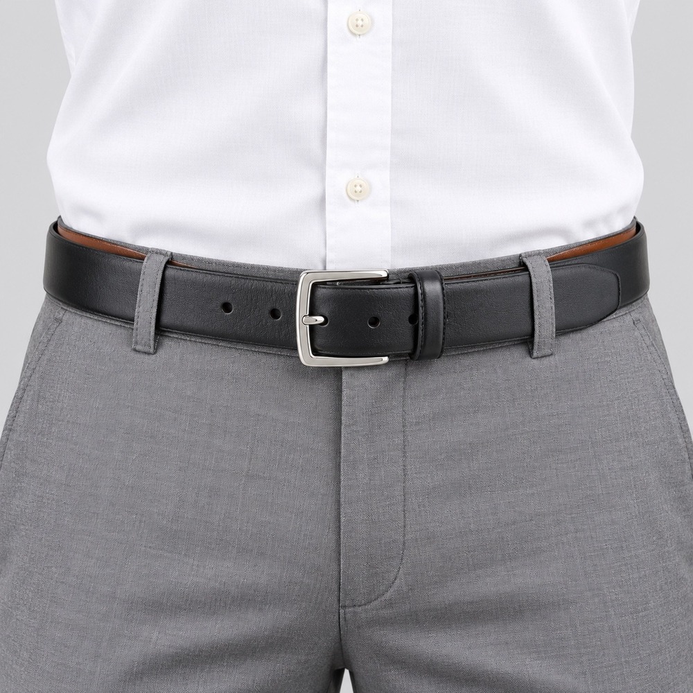 Polo Ralph Lauren Belt Men 38 Black Leather Classic Professional Silver Buckle